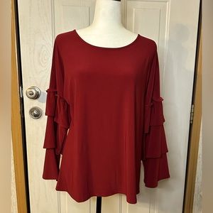 *FINAL PRICE* Diana Belle Garnet Ruffle Long Sleeve Top